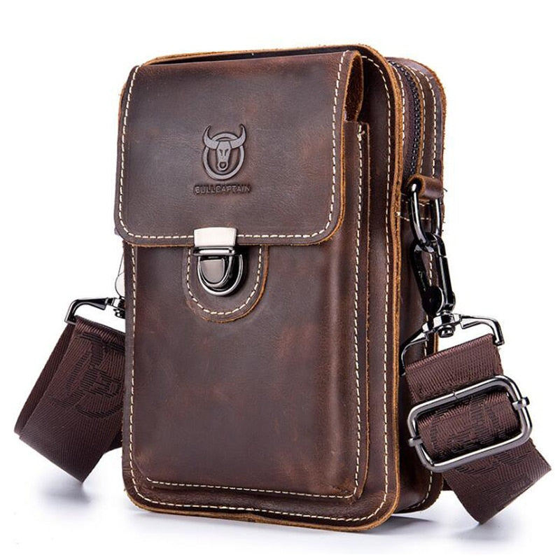 Genuine Leather Men's Multifunctional Phone Shoulder Bag