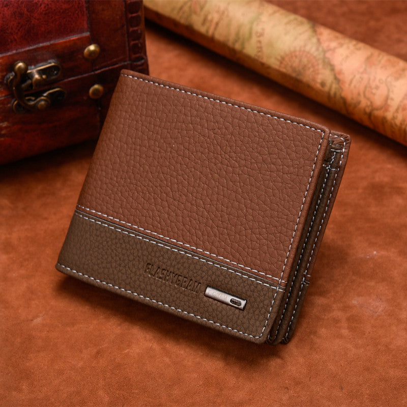 Men's Wallet, New Horizontal Bifold with Grain Leather