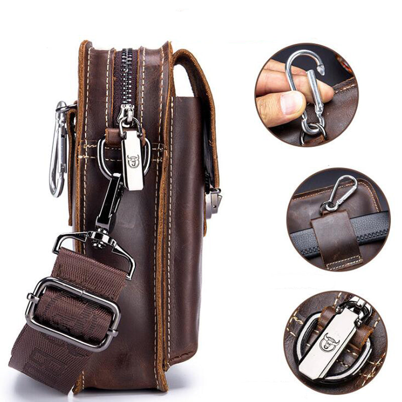 Genuine Leather Men's Multifunctional Phone Shoulder Bag