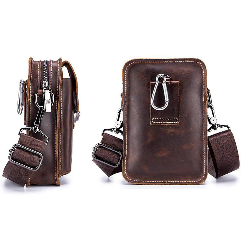 Genuine Leather Men's Multifunctional Phone Shoulder Bag
